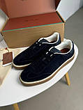 Кросівки чоловічі Loro Piana Tennis Walk Sneaker темно-сині замша якість преміум, фото 6