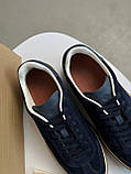 Кросівки чоловічі Loro Piana Tennis Walk Sneaker темно-сині замша якість преміум, фото 5