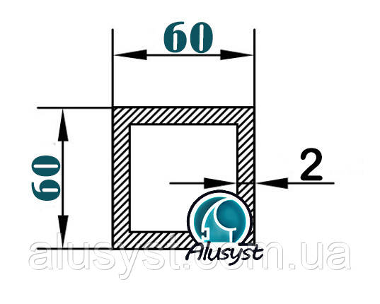 60х60х2 / 50см / труба квадратна анодована