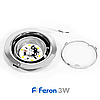 Меблевий LED світильник Feron LN7 хром 3W 220V 150Lm 4000К (врізний світлодіодний) Ø70*20мм, фото 5
