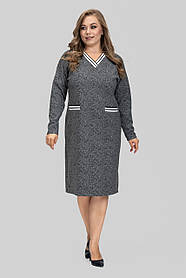 Сукня жіноча трикотажна Лана великого розміру 50-60 з кишенями осінньо-зимова ошатна повсякденна сіра