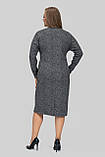 Сукня жіноча трикотажна Лана великого розміру 50-60 з кишенями осінньо-зимова ошатна повсякденна сіра, фото 7