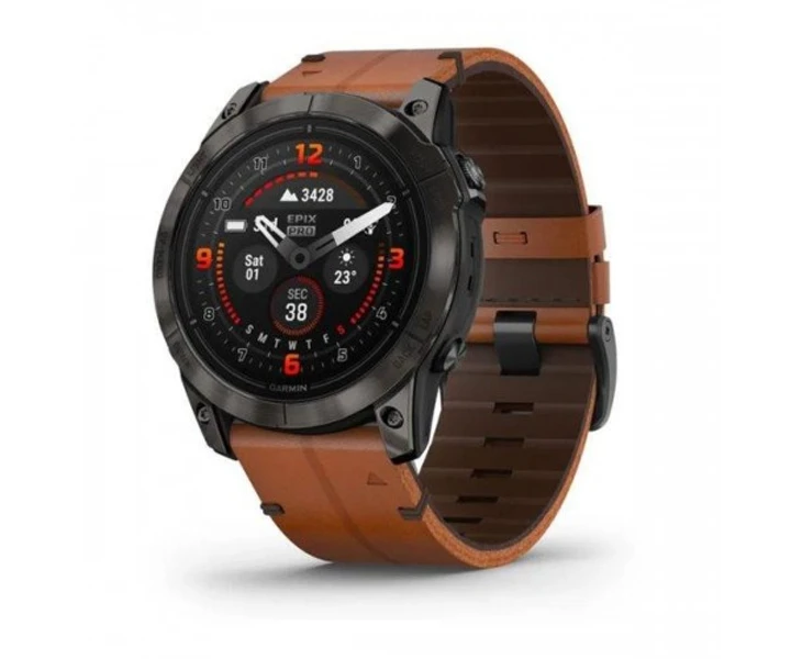 Garmin Epix Pro Gen 2 Sapphire 51mm Carbon G. DLC Tit. with Chestnut L. Band (010-02804-30) Розумний годинник, фото 1