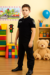 Костюм дитячий поліцейський карнавальний / Набір тематичний "Поліція" футболка та штани унісекс чорний
