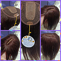 Натуральна слов'янська накладка шовк шкіри з чолкою коричневий імітація шкіри