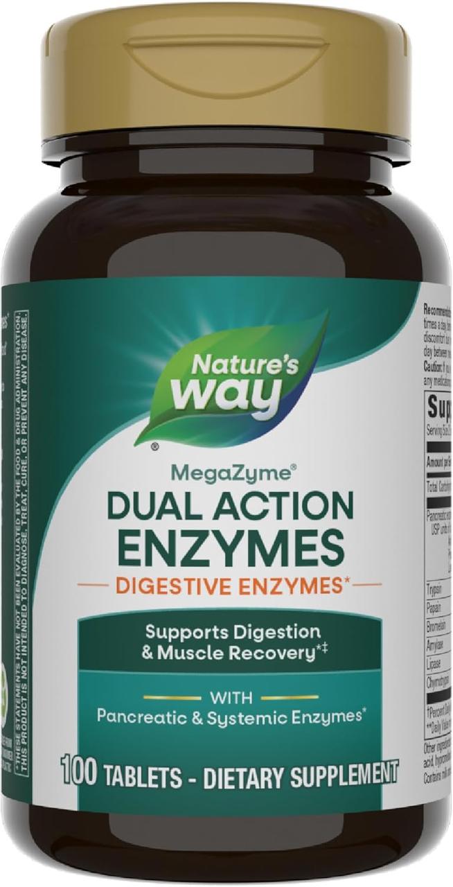 Nature's Way MegaZyme Dual Action Enzymes 100 таблеток, фото 1