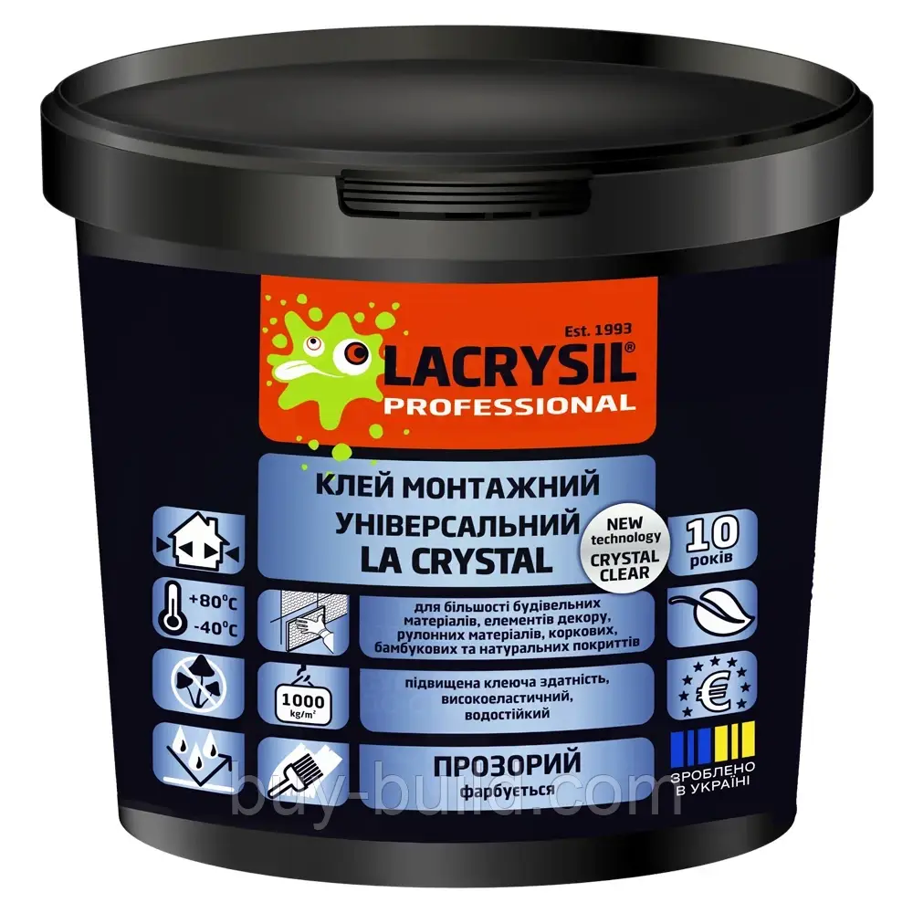 Клей монтажний акриловий «LA CRYSTAL» 1кг прозорий, фото 1