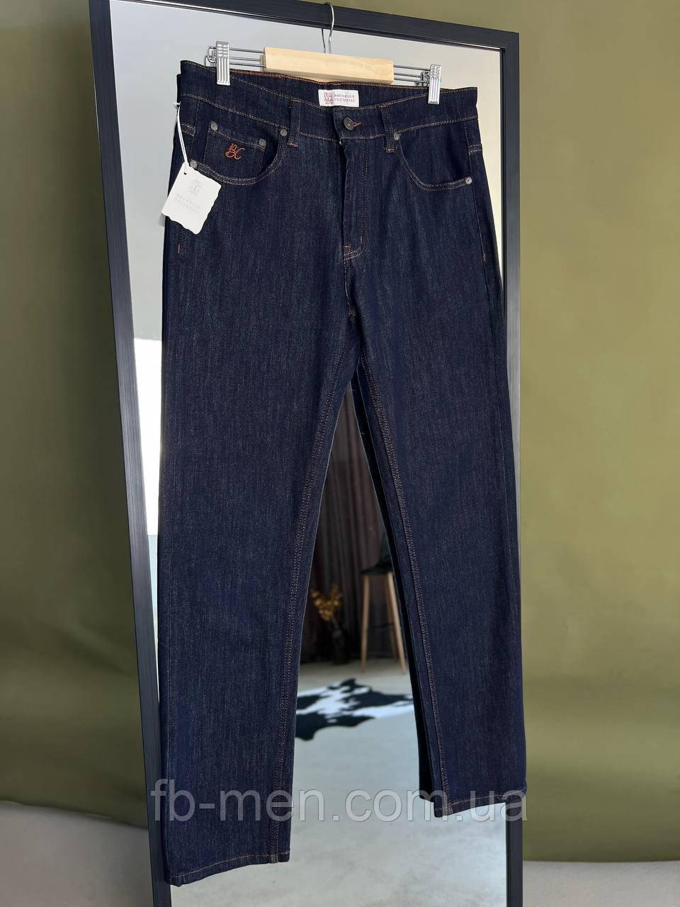 Джинси Brunello Cucinelli чоловічі темно-сині зі щільного деніму ВС0279, фото 1