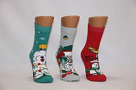 Женские носки махровые новогодние JNLEP 36-39  к-8 сніговик з бокалом,собачка,SANTA в окулярах