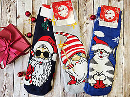 Жіночі шкарпетки махрові новорічні JNLEP 36-39 к-7 кет, гном, Santa НОВА