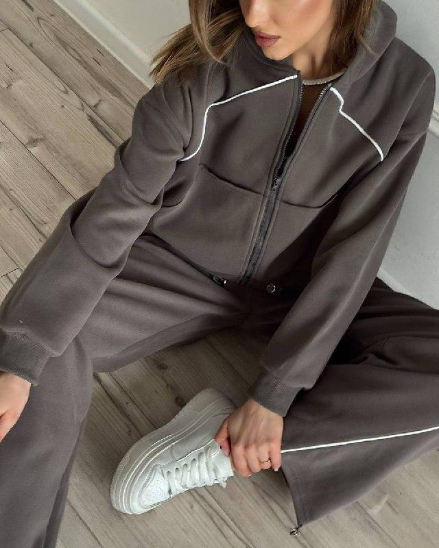 Жіночий прогулянковий костюм; Колір:сірий, беж, графіт ; Розмір: 42-44, 46-48 ;, фото 1