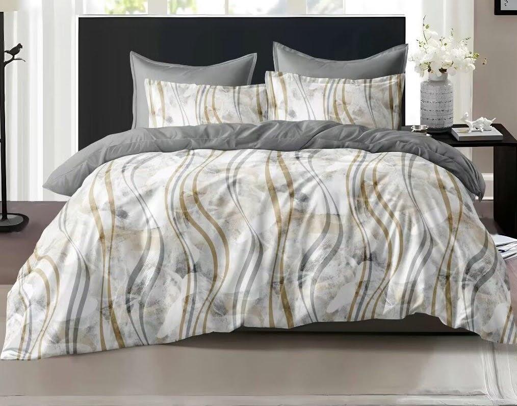 Сімейний комплект постільна білизна бязь «Хвильова абстракція» з двома підковдрами, фото 1