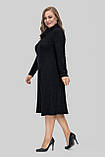 Сукня жіноча Венді трикотажна великих розмірів 50-60 з коміром-хомутом осінь-зима чорна, фото 7