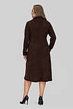 Сукня жіноча Венді трикотажна великих розмірів 50-60 з коміром-хомутом осінь-зима шоколад, фото 4