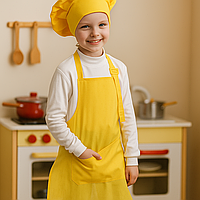 Костюм для дитини "Маленький кухар" фартух та ковпак унісекс жовтий / Карнавальний костюм для ігор та фотосесій