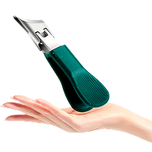 Кніпсер/кусачки пружинні вигнуті скошені для товстих врослих вікових нігтів Зелений