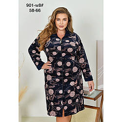 Зимовий жіночий велюровий халат "Подвійний начіс" Фабричний Китай Розміри: 58,60,62,64,66 (49393)