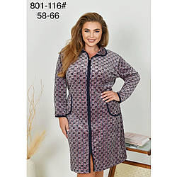 Жіночий велюровий халат на блискавці "Подвійний начіс" Фабричний Китай Розміри: 58,60,62,64,66 (49396)