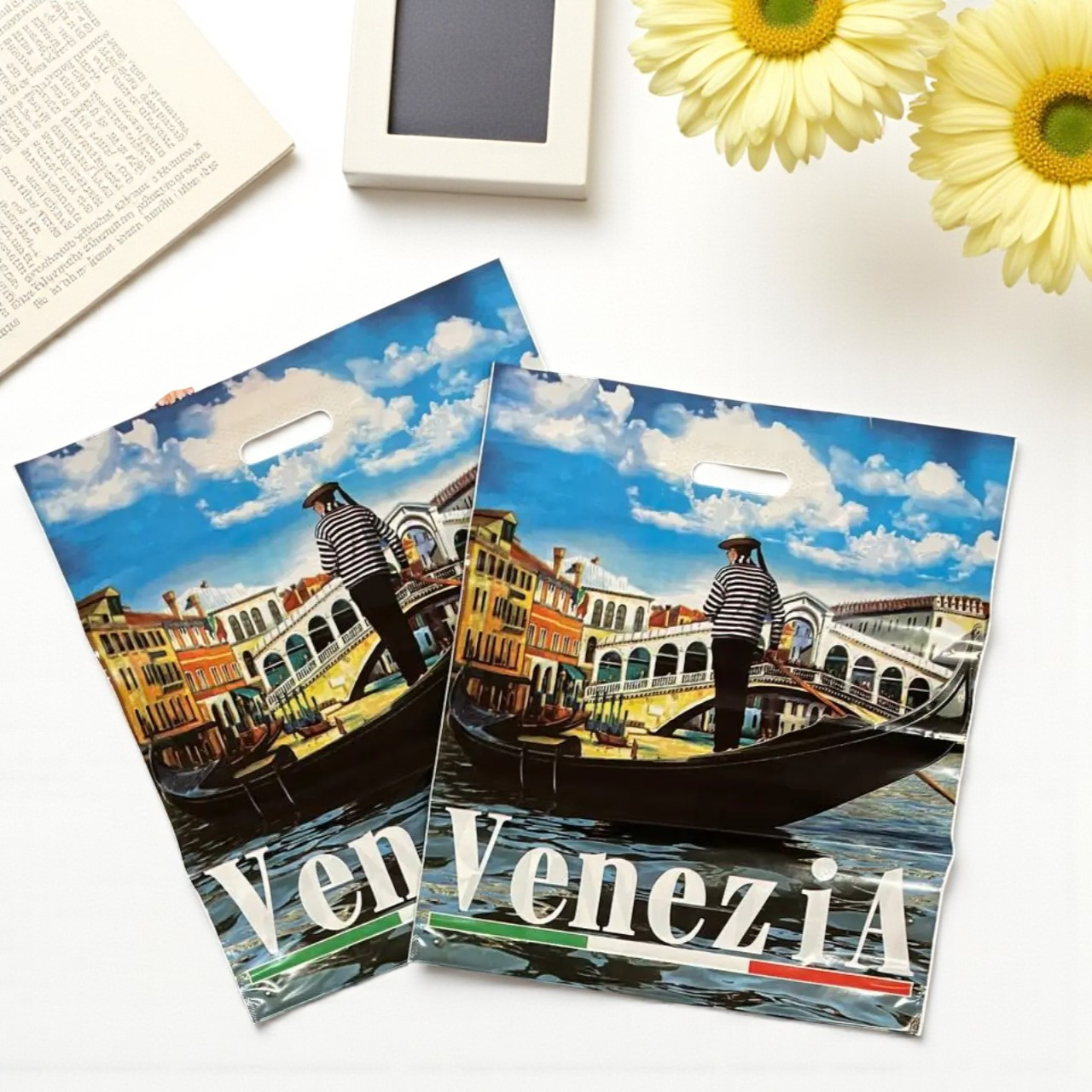 Пакет прорубна ручка 45x52 см 10 шт пакет банан, фото 1