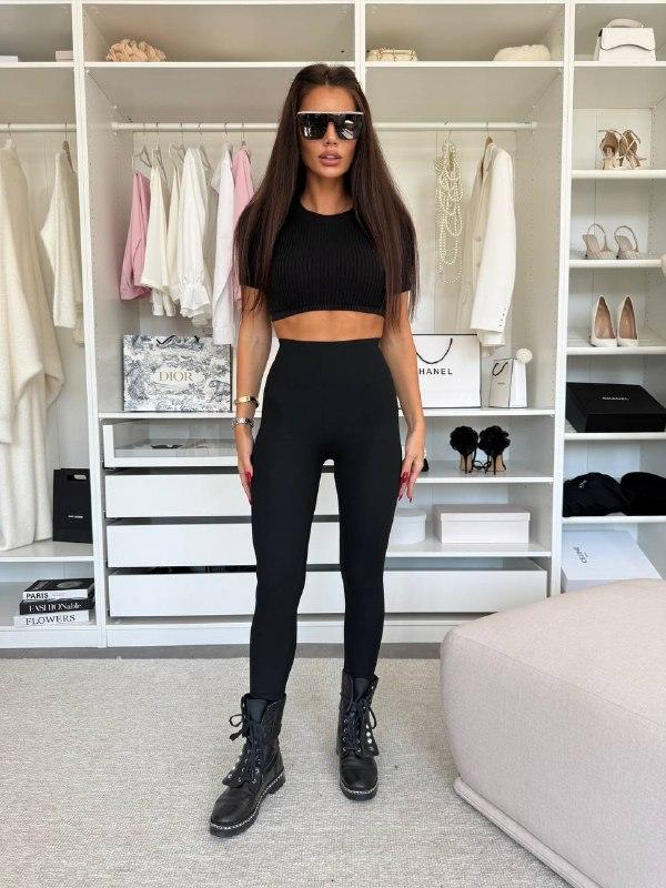 Жіночі лосини ; Колір: чорний; Розмір: хс-с, с-м , л-хл , хл-ххл ;, фото 1