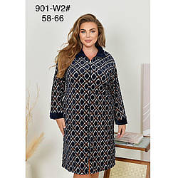 Жіночий теплий велюровий халат на блискавці "Подвійний начіс" Фабричний Китай Розміри: 58,60,62,64,66 (49397)