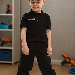 Костюм поліцейського для дитини / Костюм дитячий "Поліція" універсальний чорний з бейсболкою