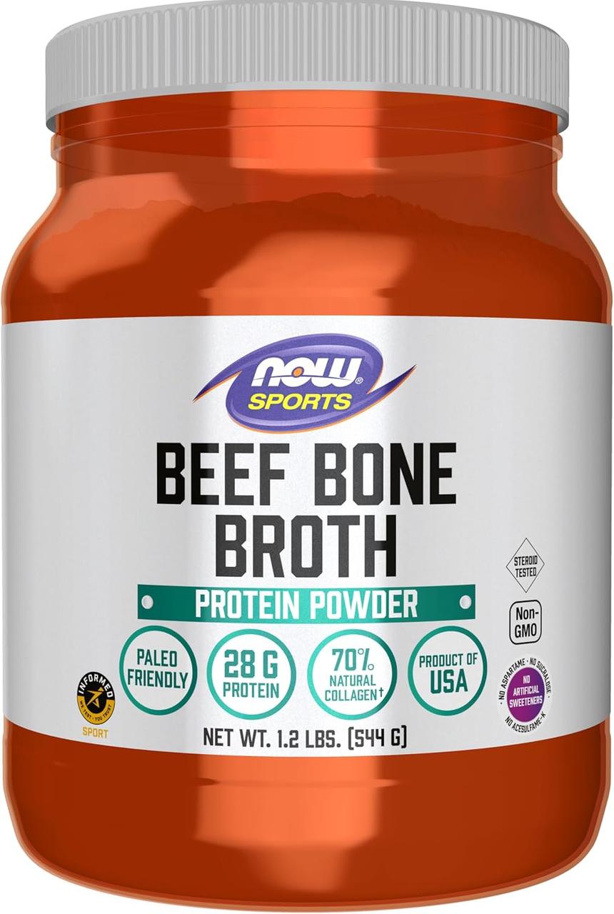 Now Beef Bone Broth Powder 1.2 lbs 544 г, фото 1
