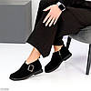 Дизайнерські чорні туфлі натуральна замша квадратний носик, фото 7