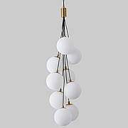 Підвісна бронзова люстра "Пучок" з білими плафонами на 9 ламп (88-P67067-9 AB+WH)