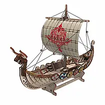 Конструктор 3D дерев'яний механічний Mr.Playwood Драккар вікінгів Бойовий Дракон 10113 131 деталь