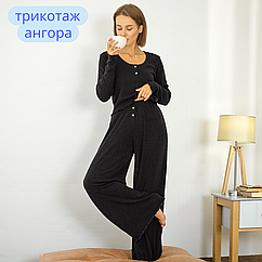 Піжама жіноча ангорова зі штанами довгий рукав піжамний домашній костюм для дому та сну