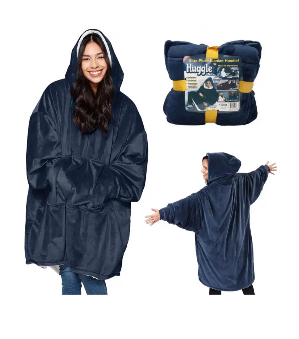 Плед толстовка Hugle hoodie з рукавами та капюшоном накидка Ultra Plush Blanket червоне худі