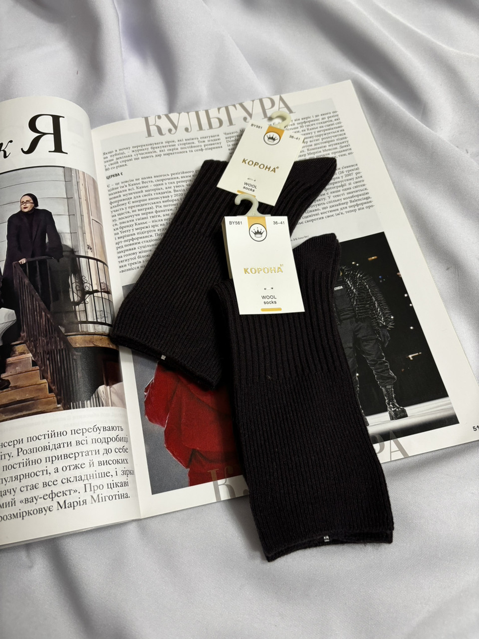 Стильні жіночі високі шкарпетки із  тонкого кашеміру, фото 1