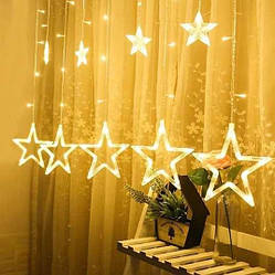 Світлодіодна гірлянда-штора LED «Зірки» 3 м ×1 ,5 м, тепле біле світіння живлення USB + батарейки