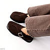 Дизайнерські коричневі туфлі натуральна замша квадратний носик, фото 5