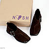 Дизайнерські коричневі туфлі натуральна замша квадратний носик, фото 6