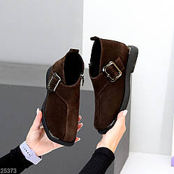 Дизайнерські коричневі туфлі натуральна замша квадратний носик