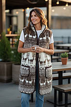 084 Безрукавка подовжена на овчині з коміром