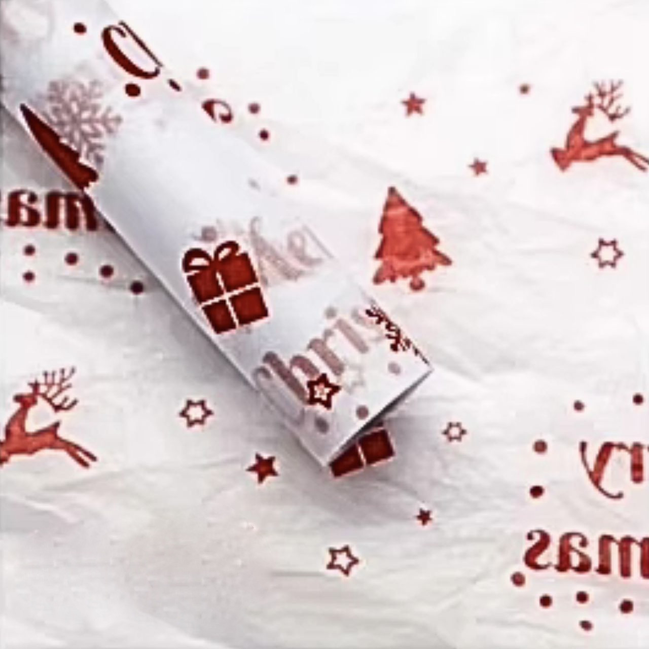 Папір тишею 50х66 см (10 листів) Merry Christmas червоний