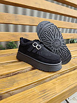 Уги короткі Чорні BLACK з ремінцями на високій підошві  з утепленою устілкою жіночі, фото 4