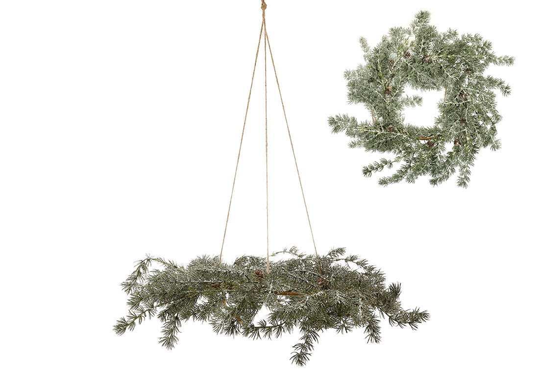 Підвісний кедровий вінок з шишками з ефектом льоду D60, фото 1