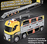 Трейлер-трек T909A “Будівельна спецтехніка” зі світлом, звуком і треком 135 см (8 машинок), фото 6