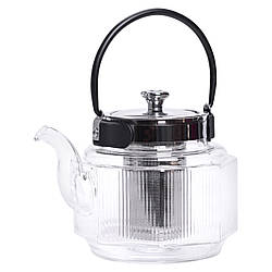Заварник скляний чайник 1.1 л з ручкою і фільтром прозорий HP-33-4