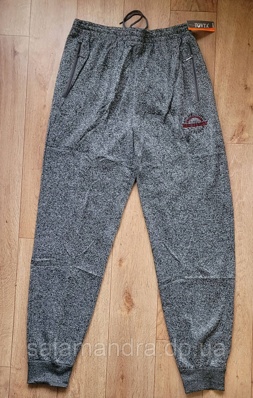 Чоловічі теплі спортивні штани трикотажні меланж на флісі 4XL р, фото 1