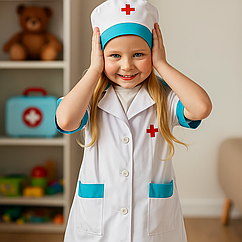 Дитячий костюм ігровий "Маленький лікар" білий (4-5 років, 110-116 см) / Халат та шапочка медичні карнавальні