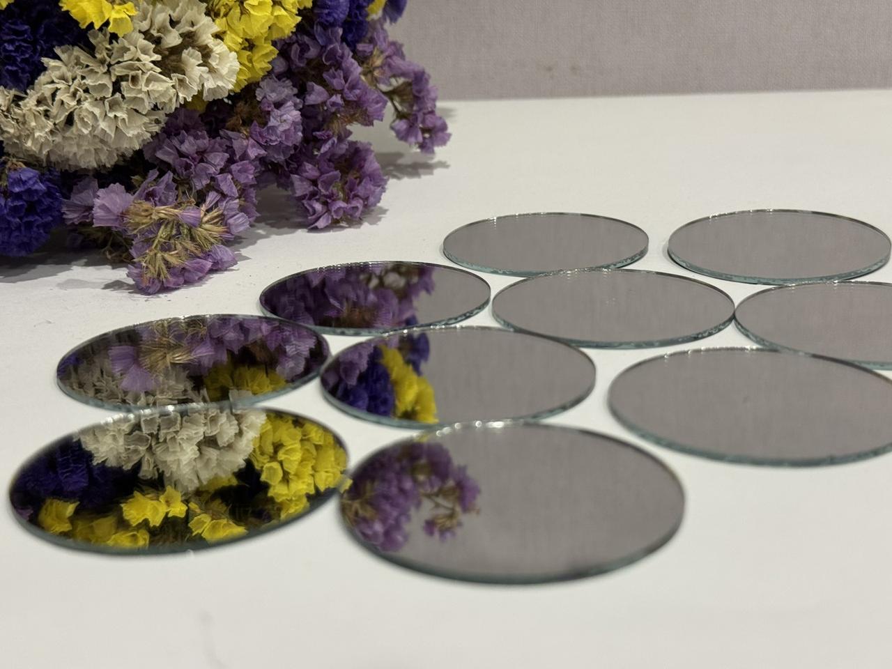 Круглі дзеркала 5 см — набір 10 шт. Справжнє скло 1.8 мм Для декора, виготовлення сувенірів, фото 1
