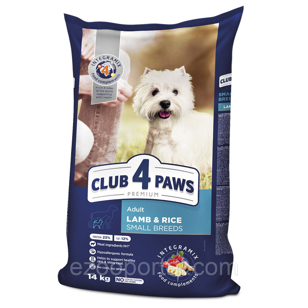 Корм Клуб 4 Лапи для для дорослих собак малих порід з ягням та рисом 14кг, фото 1