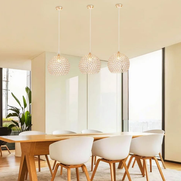 Золотий підвісний світильник із декоративним кришталем Ø 20 см 402/1M GD, фото 1