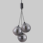 Підвісна чорна люстра "Пучок" з графітовими плафонами на 3 ламп (88-P67068-3 BK+SM)