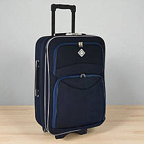 Велика дорожня валіза на колесах Bonro Style L тканинна синя з кодовим замком і висувною ручкою, фото 3